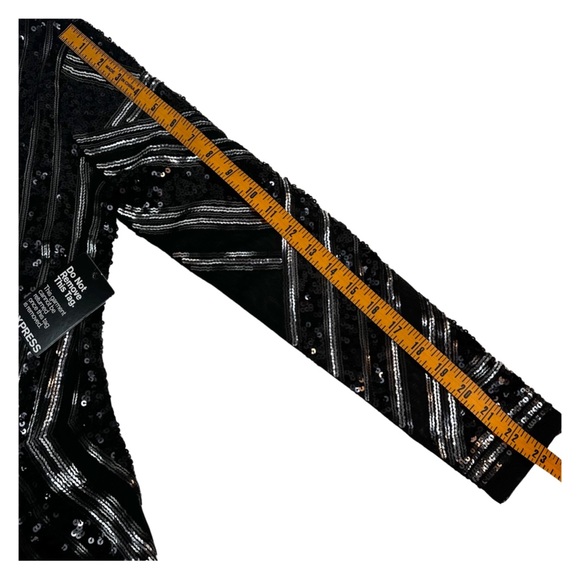 Express Sequin/Mesh Longsleeve Mini Dress Size: S Color Black NWT. - Picture 9 of 12